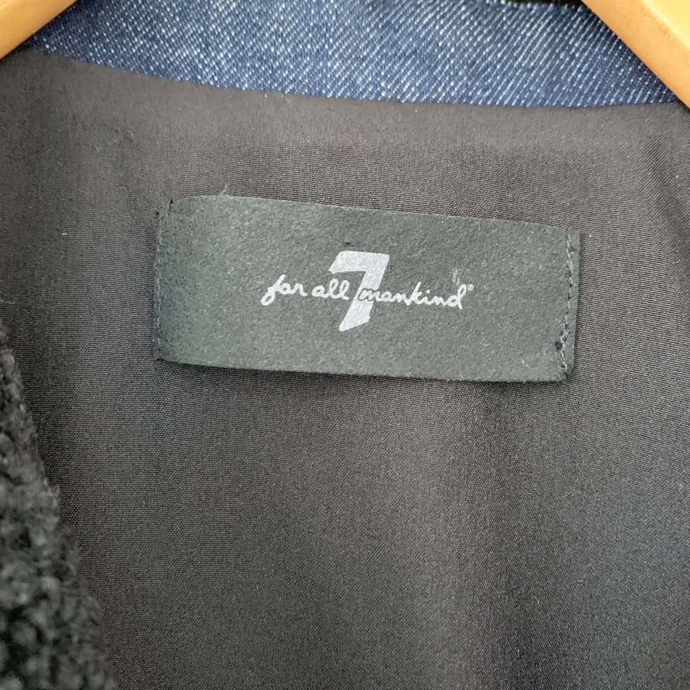 7 For All Mankind Denim Shearling Moto Jacket - Picture 5 of 11